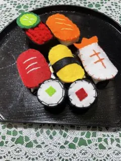 ♪ako♪ハンドメイド　おすしセットC フエルトままごと　寿司sushiお祝い