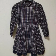 チェック柄長袖ワンピース