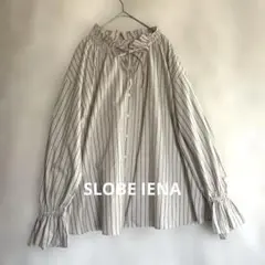 【SLOBE IENA】2WAYタイプライターフリルカラーブラウス ストライプ