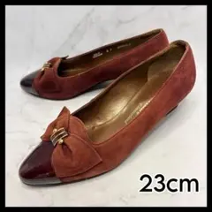 【本革】 BALLY パンプス 23 23.5 茶 リボン ポインテッドトゥのサムネイル