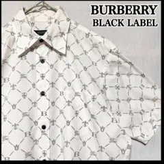 極美品 バーバリー ブラックレーベル 半袖シャツ モノグラム ロゴ 総柄 シャツ