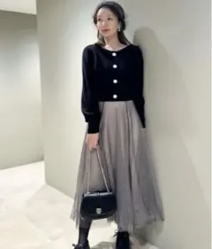 SNIDEL カーデ×チュールスカートセット 0サイズ