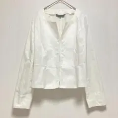 【アンタイトル】ノーカラージャケット 長袖 ホワイト 日本製 レディースM 春秋