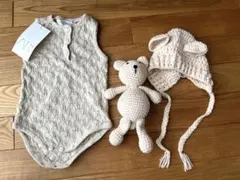 ロンパース クマぬいぐるみ 帽子セット ベビー マンスリー ニューボーン フォト