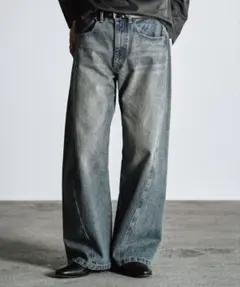 VINTAGE WASHED CURVED DENIM XSサイズ