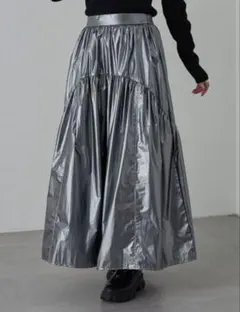 COLONY2139 メタリックラウンドティアードスカート シルバー　コロニー