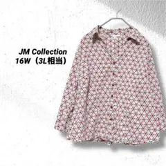 JM Collection ドット柄長袖シャツ 16W（3L相当）