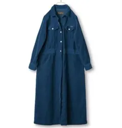 Sunny Clouds コール天ジージャンワンピース ブルー LL 綿100