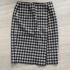 エストネーション　ギンガムチェック　ラップ風タイトスカート