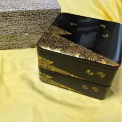 漆器 重箱3段重 菊 萩 蒔絵 黒漆 - メルカリ