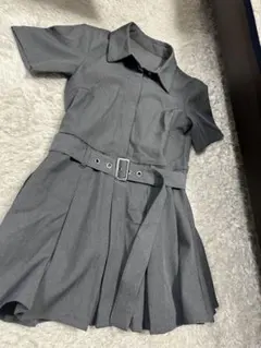 GRL ベルト付き半袖ミニワンピース グレー