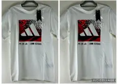 【２点セット】アディダス Tシャツ 半袖 カモ グラフィック キッズ 160 白