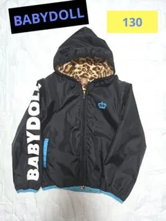 BABYDOLL フード付きナイロンジャケット裏フリース ブラック１３０