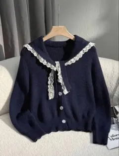 セーラー ニットカーディガン ネイビー セーター 可愛い おしゃれ shein