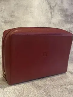 LOEWE ロエベ レザーポーチ クラッチバッグ アナグラム ワインレッド