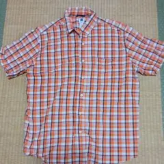 GAP 半袖シャツ M オレンジ系チェック