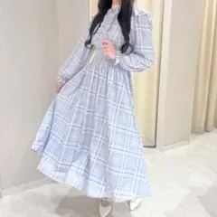evelyn オリジナルチェックフリルOP