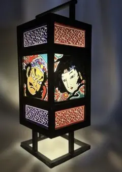 大型 和風 行灯 フロアライト 白小花 橙 LED 間接照明 ルームライト 