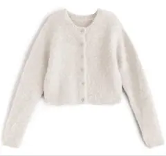 【美品】GRL ウール混モヘヤタッチカーディガン