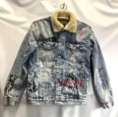 ZARA ザラ 裏ボア デニム ジャケット ペイント ダメージ加工