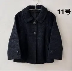 黒いボタン付き ツイードジャケット コート 11号　秋冬春