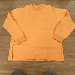 オレンジ 長袖カットソー Lサイズ ポケット付き