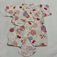 【お値下げ！！】花柄金魚甚平ロンパース　70サイズ