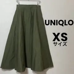UNIQLO ユニクロ ボリュームロングスカート XS カーキ ウエスト後ろゴム