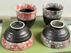 花柄デザインの陶器4個セット