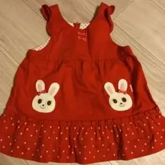 値下げ！美品　80cm ミキハウス　うさこ　ワンピース　レッド　赤　フリル