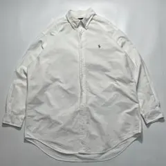 90s〜 ラルフローレン 長袖BDシャツ XL 白 ワンポイント ○8043