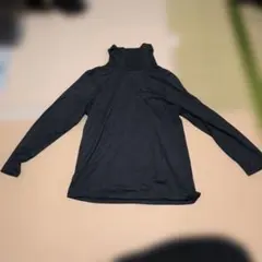 H317 ダークグレー ストライプ 長袖 ハイネック