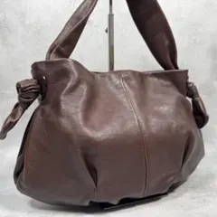 極美品✨ヨシエイナバ ふっくらシボ革 レザー ハンドバッグ ワンショルダー 茶のサムネイル