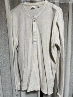 UNIQLO ヘンリーネック長袖カットソー M ベージュ