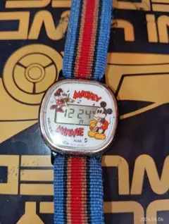 最終値下げアンティーク80sMickey Mouse ミッキーミニーマウス腕時計