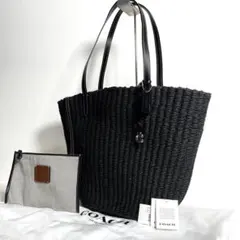 【新品同様✨】コーチ ストロー ラージ トートバッグ かごバッグ 大容量 A4可