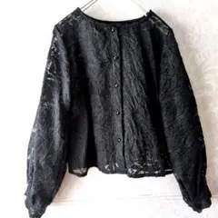 [olive des olive]黒総レース長袖カーディガンジャケット上品　Fのサムネイル