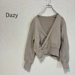 b0290【DAZY】ニット カーディガン 長袖 Ｍ Vネック ショート丈
