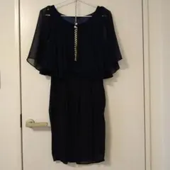 パーティードレス　ネイビー、シフォン　38サイズ 結婚式シーズンに★