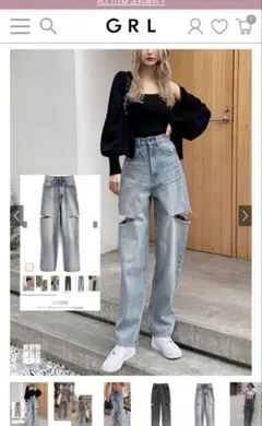 スリットデニムワイドパンツ[cu420]