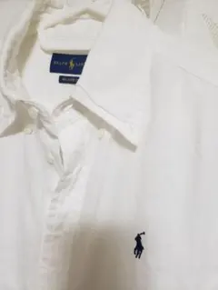 ポロラルフローレン リネン100% 長袖シャツ ロゴ刺繍 ホワイト ポニー