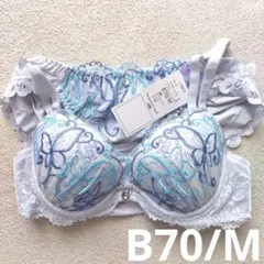 B70 ブラショーツセット ブルー グレー レース drw 水色 フリル 蝶