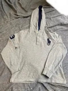 POLO RALPH LAUREN フード付きポロシャツ 7歳　130 グレー