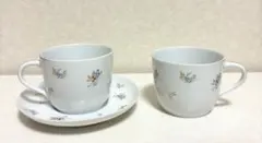 Noritake ホワイト花柄カップ＆ソーサー2個セット