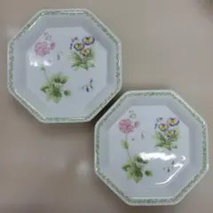 NARUMIブランド☆花柄八角形皿 2枚