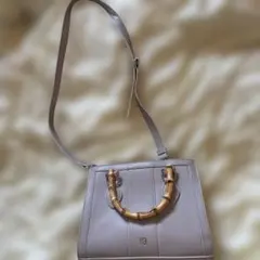 バンブーハンドル グレー ショルダーバッグ