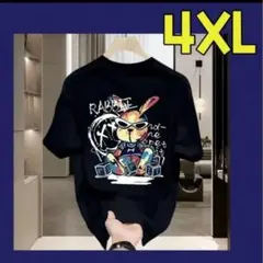 メンズ　Tシャツ　半袖　夏服　トップス　男女兼用　ロゴ　4XL 5L　黒