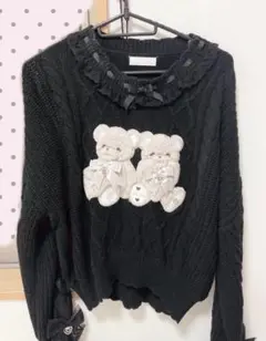 LIZLISA リズリサ Twin Bears くま ニットトップス 黒 ニット - メルカリ