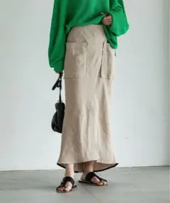 NOBLE ドンゴロスAラインスリットスカート