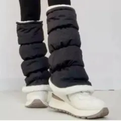 ​極暖 もこもこ レッグウォーマー 防寒 ゴルフ ランニング レディース 黒新品